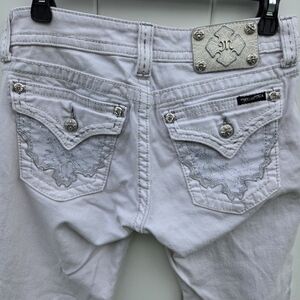 MISS ME Jeans Womens Size 28 Skinny OFF-WHITE Denim Embroidered JW6171S2
